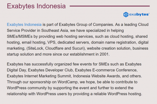 Dengan Bangga, Exabytes Indonesia Mengumumkan Sebagai Platinum Sponsor WordCamp di Jakarta  - 2024