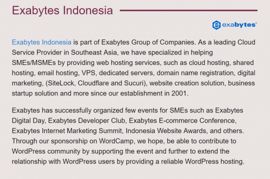 Dengan Bangga, Exabytes Indonesia Mengumumkan Sebagai Platinum Sponsor WordCamp di Jakarta  - 2025