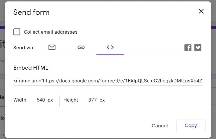 Embed Google Form