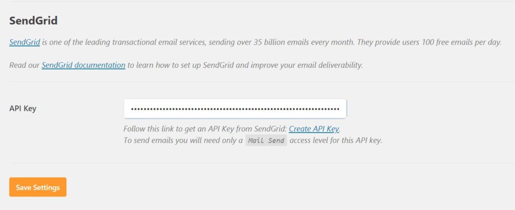 Masukkan API Keys Sendgrid