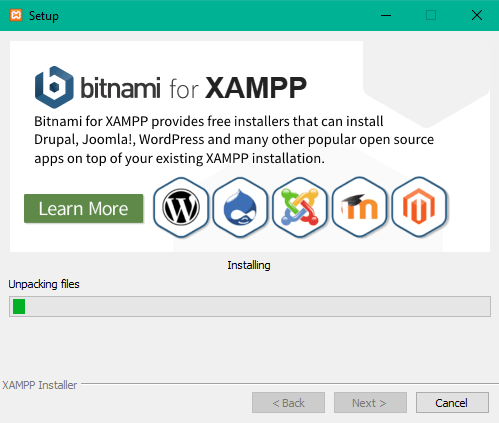 Proses install XAMPP.