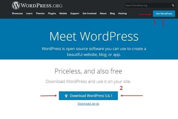 Mengunduh file WordPress.