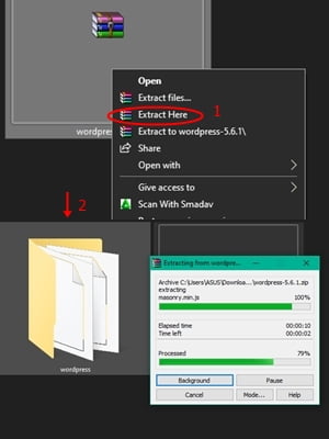 Mengunduh file WordPress.