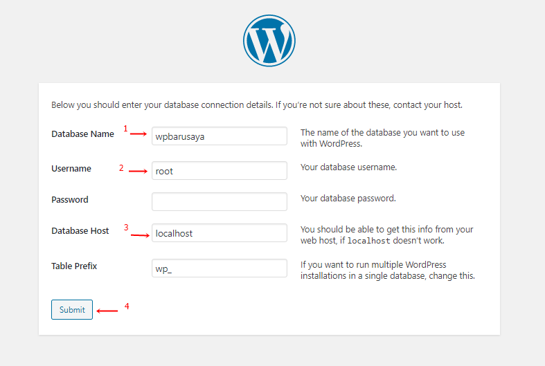 Set up WordPress page.