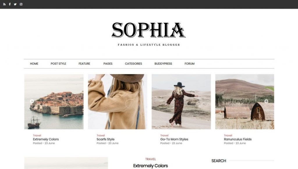 Rekomendasi template blogger gratis untuk personal blog: Sophia