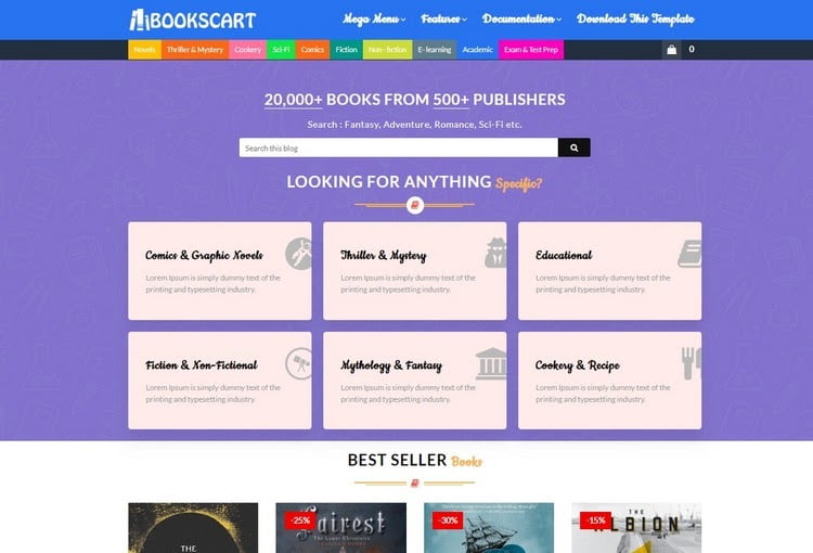 Rekomendasi template blogger gratis untuk toko online: Books Cart