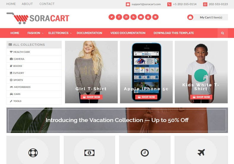 Rekomendasi template blogger gratis untuk toko online: Sora Cart