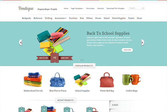 Rekomendasi template blogger gratis untuk toko online: Boutique