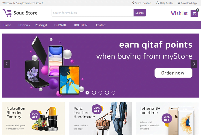 Rekomendasi template blogger gratis untuk toko online: Souq Store
