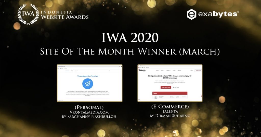 Mengenal Pemenang Site of The Month IWA 2020 (Januari-Desember 2020) - Tutorial Digital Marketing, Website, & Bisnis Online - Exabytes Pemenang Site Of The Month IWA 2020 - Maret