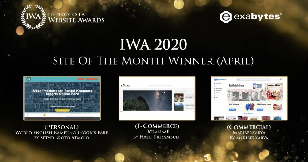 Mengenal Pemenang Site of The Month IWA 2020 (Januari-Desember 2020) - Tutorial Digital Marketing, Website, & Bisnis Online - Exabytes Pemenang Site Of The Month IWA 2020 - April