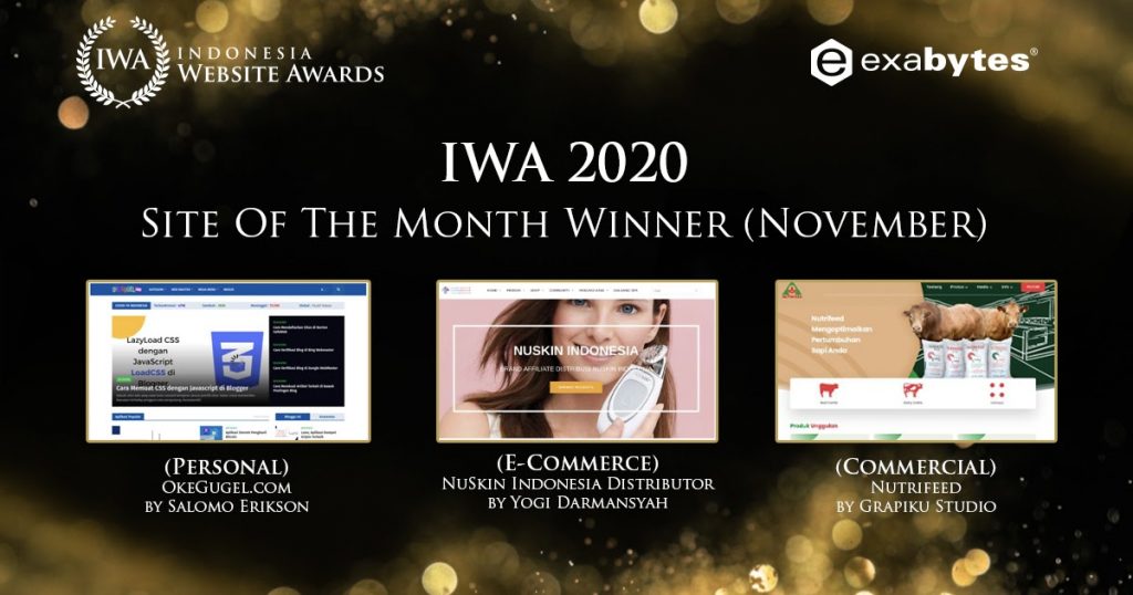 Mengenal Pemenang Site of The Month IWA 2020 (Januari-Desember 2020) - Tutorial Digital Marketing, Website, & Bisnis Online - Exabytes Pemenang Site Of The Month IWA 2020 - November