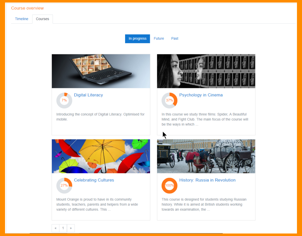 Tampilan Moodle Online yang Sederhana