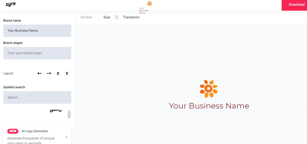 Website buat logo online gratis: Zyro
