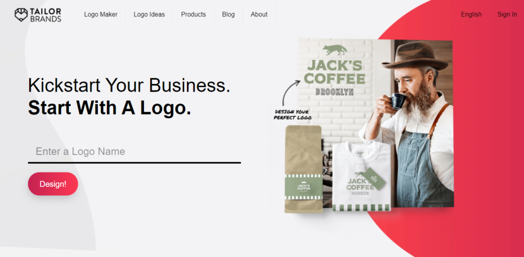 Website buat logo online gratis: Tailor Brands