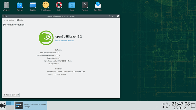 Tampilan openSUSE.