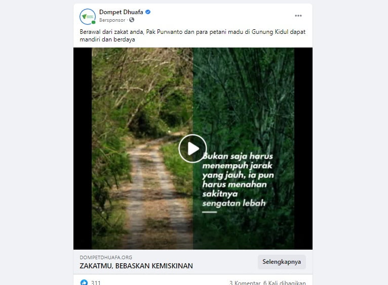 contoh video ads di Facebook