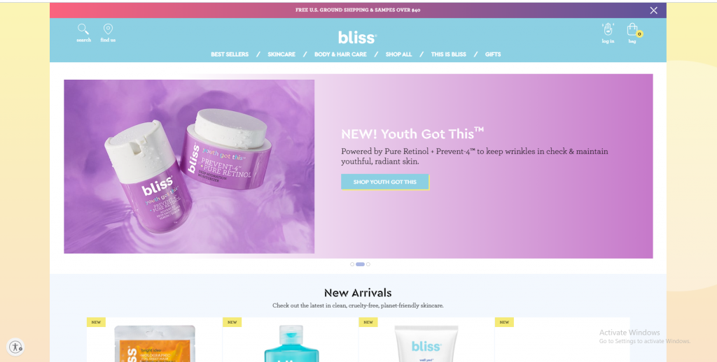 Contoh template website e-commerce terbaik (Sumber: Bliss)