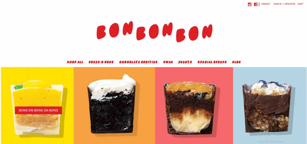  Contoh template website e-commerce terbaik (Sumber: Bon Bon Bon)