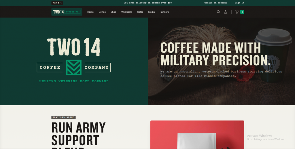 Contoh template website e-commerce terbaik (Sumber: Cafe Two 14)