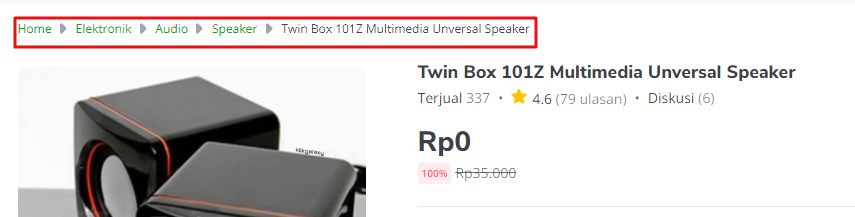 contoh breadcrumbs pada website