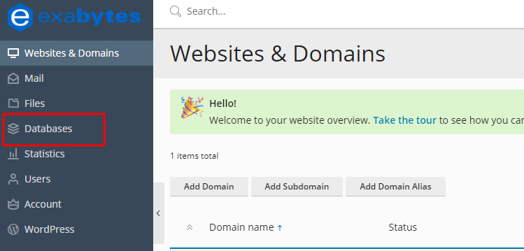 Lupa Password WordPress? Simak Cara ini Untuk Menggantinya - Tutorial Digital Marketing, Website, & Bisnis Online - Exabytes Pilih menu database
