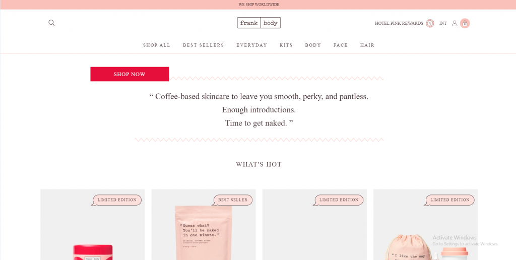  Contoh template website e-commerce terbaik (Sumber: Frank Body)