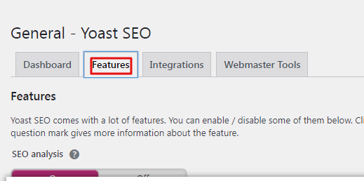 Cara Install dan Setting Plugin Yoast SEO Pada Website - Tutorial Digital Marketing, Website, & Bisnis Online - Exabytes Klik tab Features