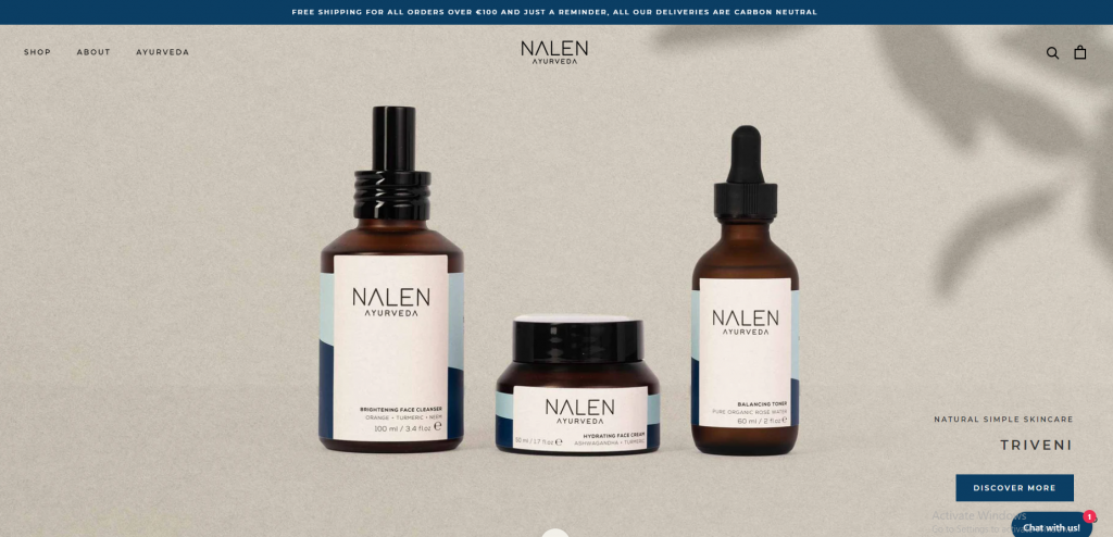 Contoh template website e-commerce terbaik (Sumber: Nalen Ayurveda)