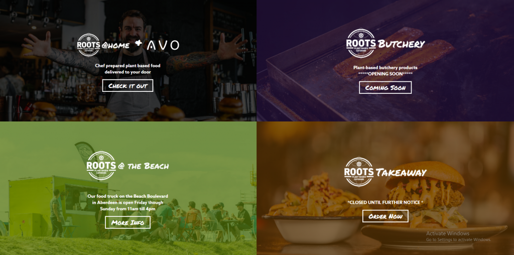  Contoh template website e-commerce terbaik (Sumber: Roots Catering)