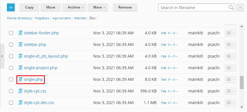 Buka file single.php di folder tema Anda