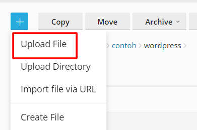 Klik tombol dengan lambang plus > Upload File.