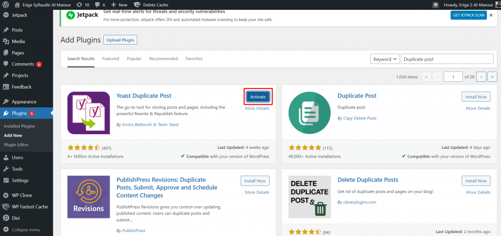 Setelah instalasi selesai dilakukan, aktifkan plugin tersebut.