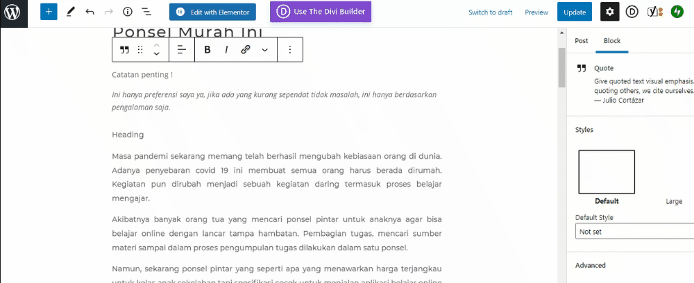 Buat heading yang akan digunakan sebagai item dalam daftar isi nantinya.