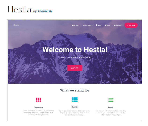 Hestia merupakan salah satu template WordPress gratis