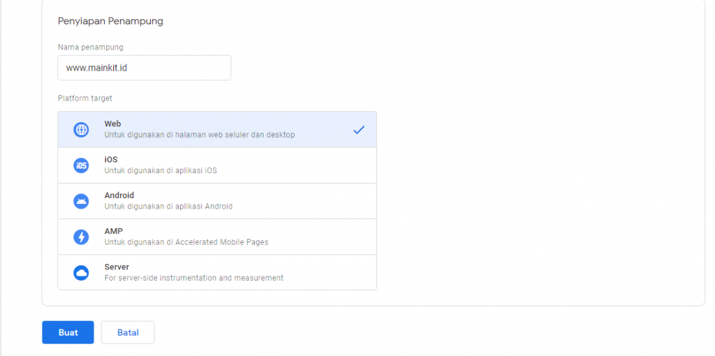 Dilanjutkan dengan pembuatan container di bagian container setup