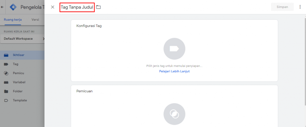 Berikan nama tag dengan benar dengan cara ganti nama Tag Tanpa Judul dengan nama yang Anda inginkan