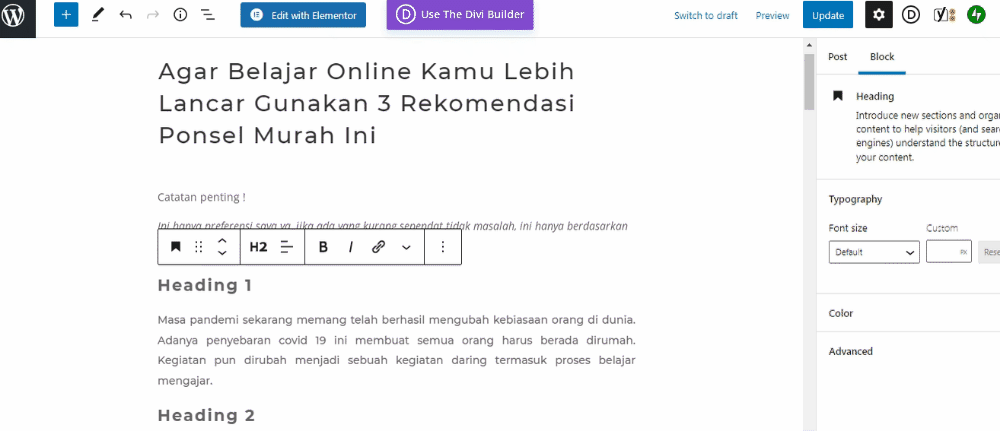 Pada toolbar tersebut klik More Option dan pilih edit as html