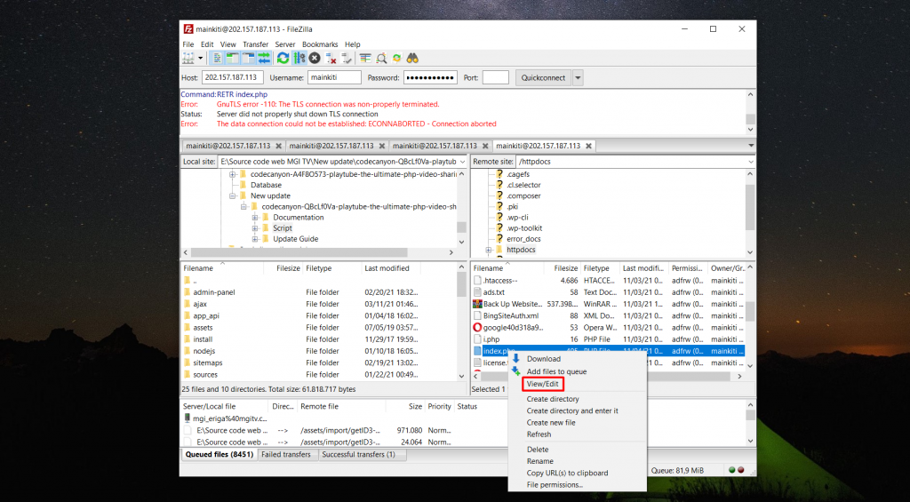 Panduan Termudah dan Lengkap Cara Menggunakan FileZilla - Tutorial Digital Marketing, Website, & Bisnis Online - Exabytes Langkah 1: Klik kanan pada file yang ingin Anda edit.