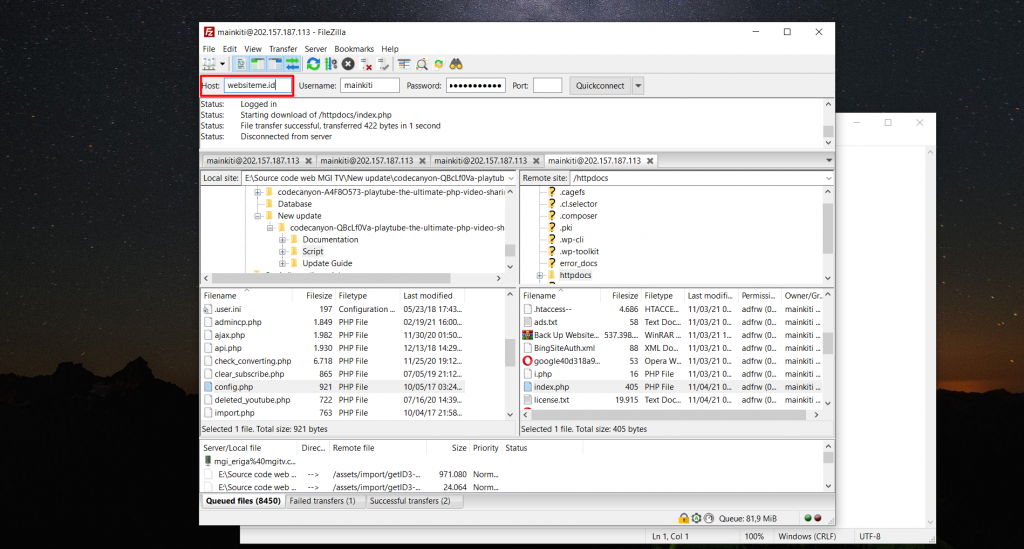 Panduan Termudah dan Lengkap Cara Menggunakan FileZilla - Tutorial Digital Marketing, Website, & Bisnis Online - Exabytes Terkadang masalah ini terjadi karena adanya penulisan hostname yang kurang tepat. Maka dari itu Anda dapat mengganti hostname dengan menambahkan FTP di bagian depan hostname, sehingga koneksi bisa tersambung kembali.