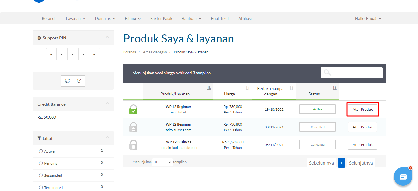 Panduan Termudah dan Lengkap Cara Menggunakan FileZilla - Tutorial Digital Marketing, Website, & Bisnis Online - Exabytes Di laman produk saya & layanan, klik salah satu layanan hosting yang Anda gunakan. Misal dalam demo ini kami memilih WP 12 Beginner dan klik Atur produk.