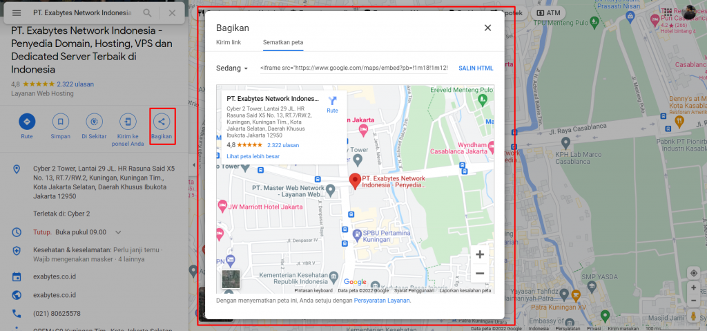 Langkah 3: Selanjutnya klik tombol share agar Anda bisa mendapatkan kodenya.