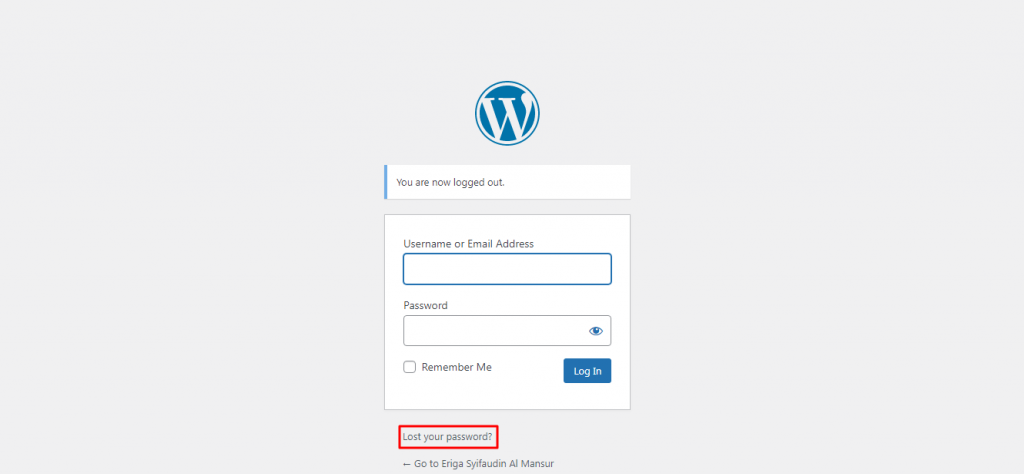 Caranya cukup mudah yaitu di halaman login WordPress klik “Lost your password?”.