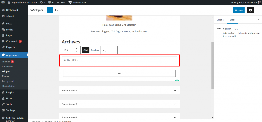 Pada bagian kolom Title masukan nama peta yang ingin Anda tampilkan dan tempelkan kode yang sebelumnya telah Anda dapatkan di kolom content.
