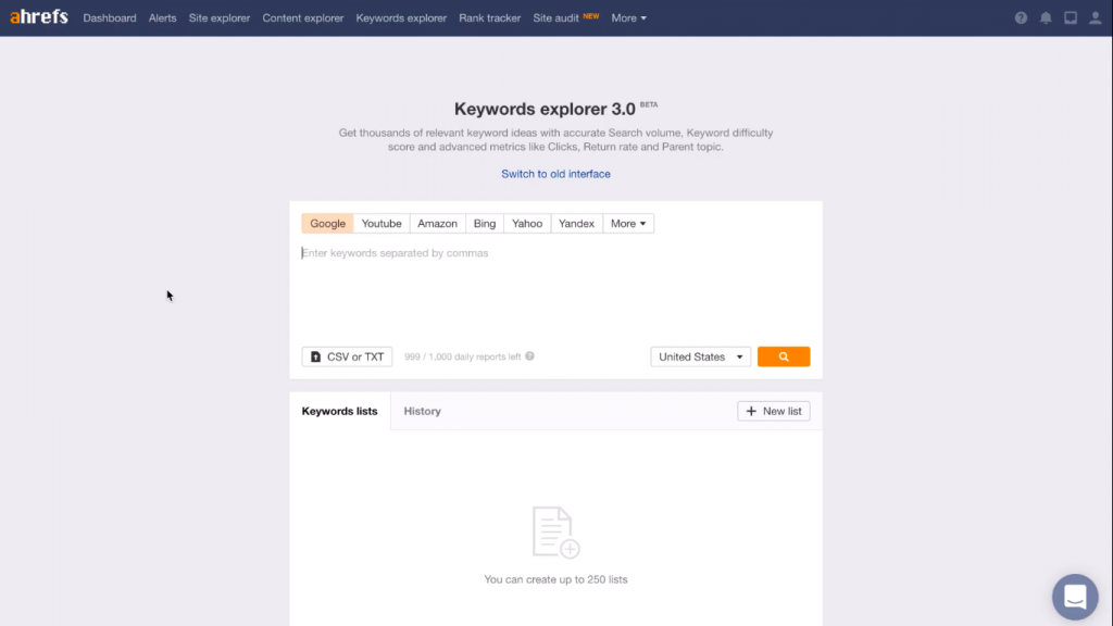 Rekomendasi keyword tools: Ahrefs