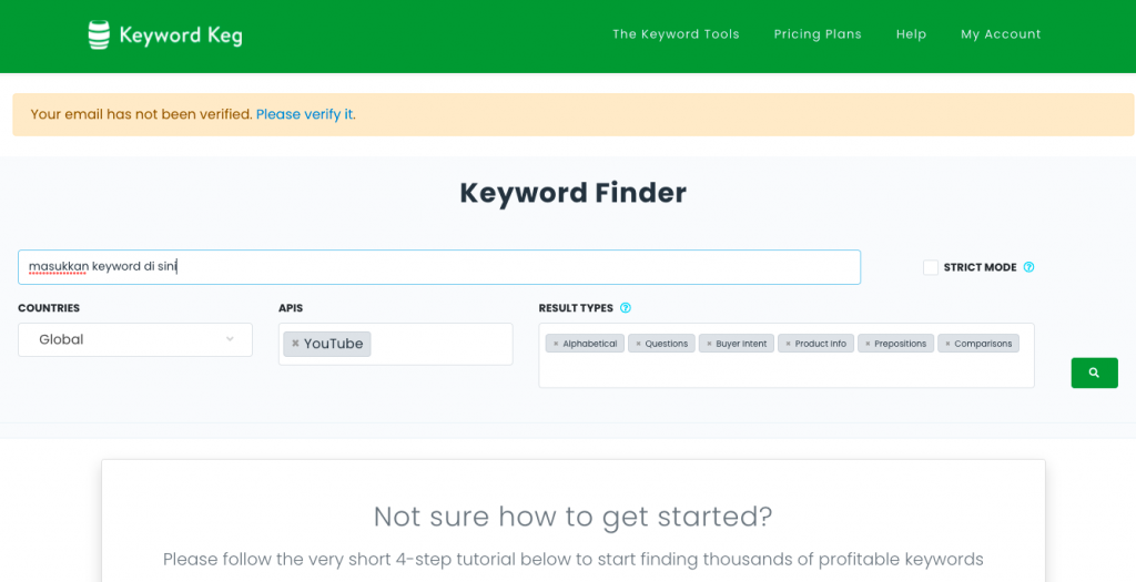 Rekomendasi keyword tools: Keywordkeg