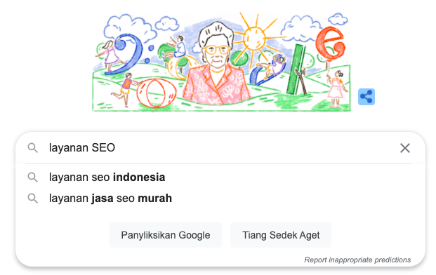 Rekomendasi keyword tools: Google search