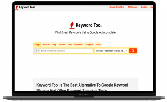 Rekomendasi keyword tools: Keywordtool.io