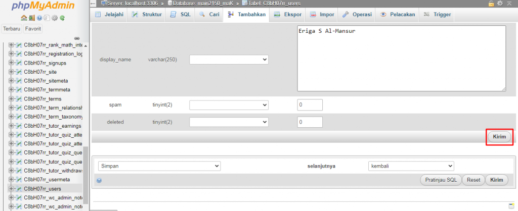 Kemudian klik tombol Kirim.