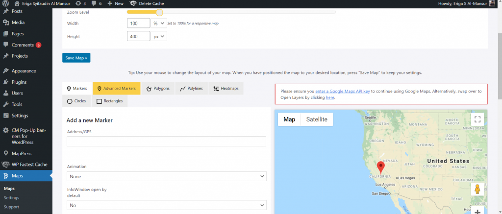 Masukkan alamat yang ingin Anda tampilkan oleh peta di pengaturan Widget, selain itu Anda juga bisa memilih ukuran peta, warna, tingkat zoom dan lain sebagainya.